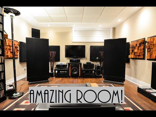 AMAZING Room acoustic treatment! Friend's system tour, QUAD ESL 989, HEGEL H300+HD30.