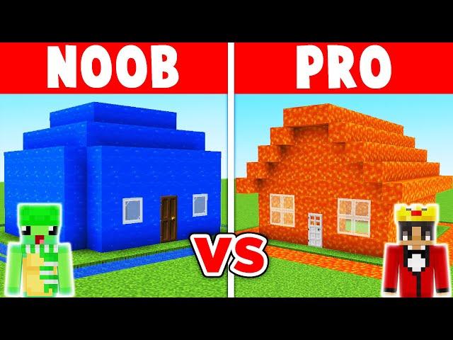 Minecraft NOOB vs PRO: WATER VS LAVA HOUSE BUILD CHALLENGE