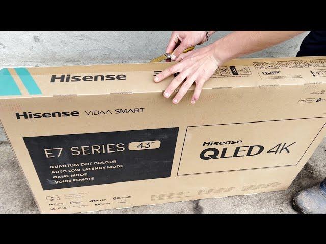 Now even in the villages they watch QLED 4K. TV Hisense 43E7HQ. UNPACKING