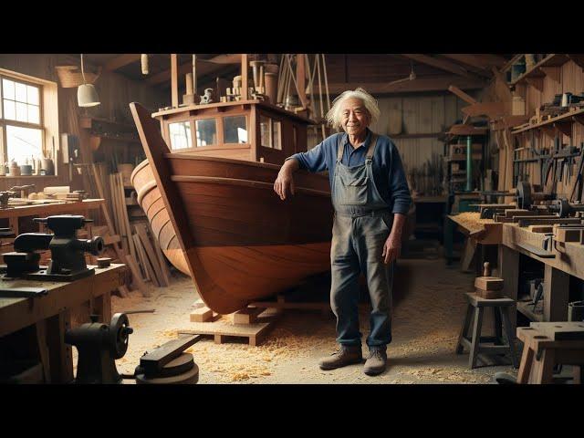 A 70-Year-Old Craftsman’s Masterpiece A Solid Oak Boat for Year-End Adventures // Woodworking Art