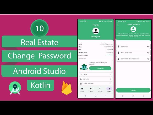 Real Estate App | 10 Change Password | Android Studio | Kotlin