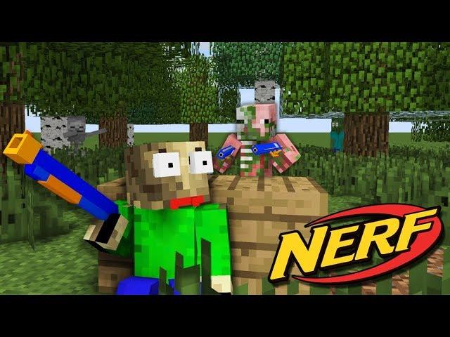 Monster School : NERF WAR CHALLENGE SNIPER VS SLENDRINA GRANDPA , BALDI'S - Minecraft Animation