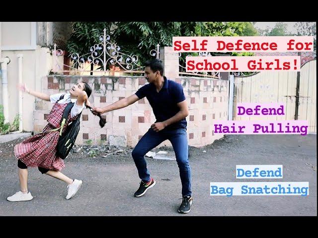 Self Defence for School Girls | Defend Hair Pulling & Bag Snatching | Mihir Jadhav