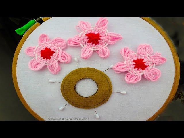 Hand Embroidery Amazing Trick #21|Woolen Flower Embroidery Tricks| Sewing Hack with hijab pin