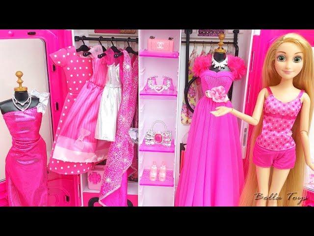 Barbie Rapunzel Elsa FrozenPrincess dollhouse bedroom decorDoll clothes dresses fashion