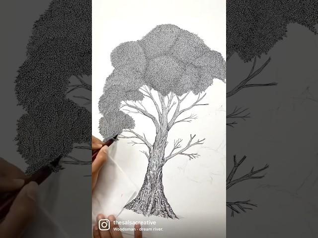 I drew each leaf on this tree #artshorts #shorts #dippendrawing #inkart #howtodraw #drawingskill