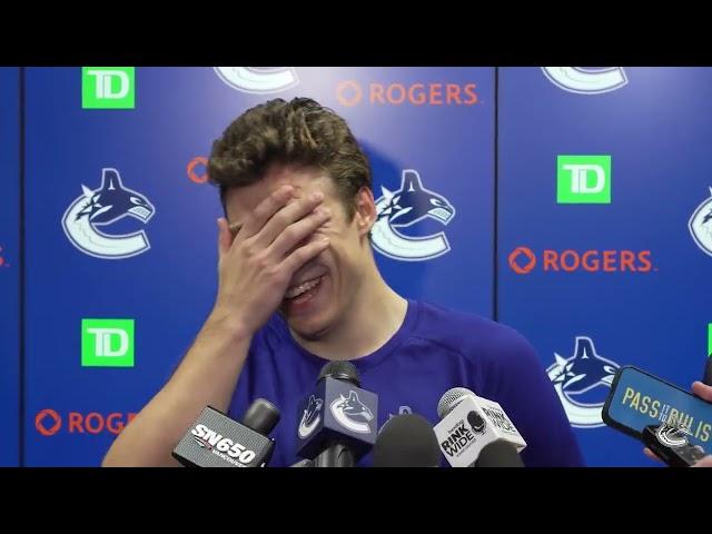 Canucks Andrei Kuzmenko Meets Media After Pre-Season Game Against Arizona 10.07.22