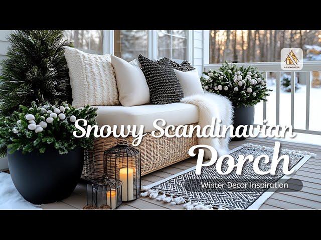 Create a Snowy Elegant Scandinavian Porch: Winter Decor Inspiration