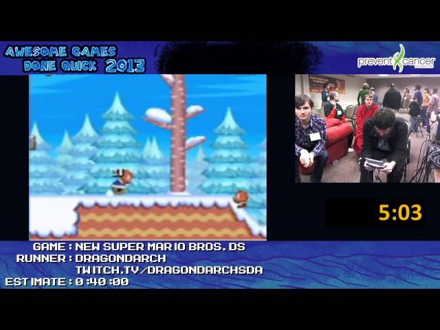 New Super Mario Bros DS - Speed Run in 0:28:39 live for Awesome Games Done Quick 2013