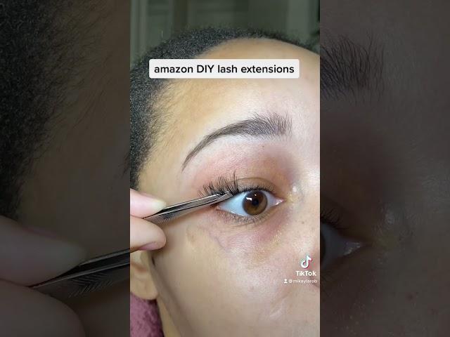 the BEST at home DIY cluster eyelash extensions ft. amazon B&Q lashes #shorts