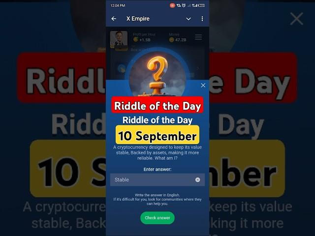 10 September Riddle of the Day X Empire | Riddle Of The Day X Empire | Musk Empire Riddle Of The Day