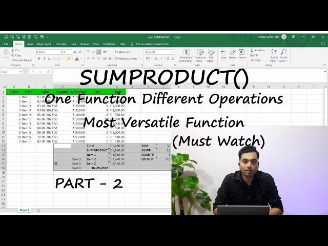 Amazing SUMPRODUCT Function of Excel | SUMPRODUCT Formula Part 2 |  Tech n Share