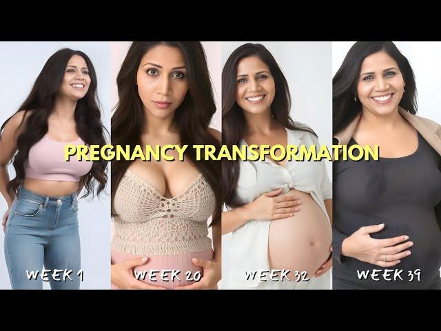 Pregnancy Journey from Week 1 to Week 39 | Pregnant belly growth of cute Mom 33