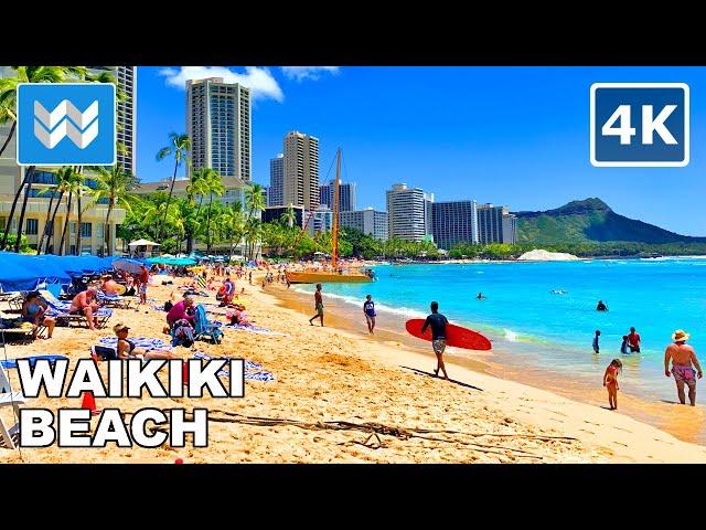 [4K] Waikiki Beach in Honolulu, Oahu Hawaii USA - Walking Tour Vlog & Vacation Travel Guide  ASMR