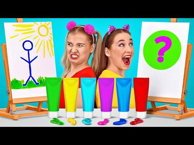 FUNNY COLOR CHALLENGE || We Customized a School by 123 GO! SCHOOL