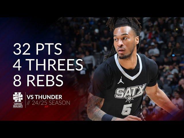 Stephon Castle 32 pts 4 threes 8 rebs vs Thunder 24/25 season