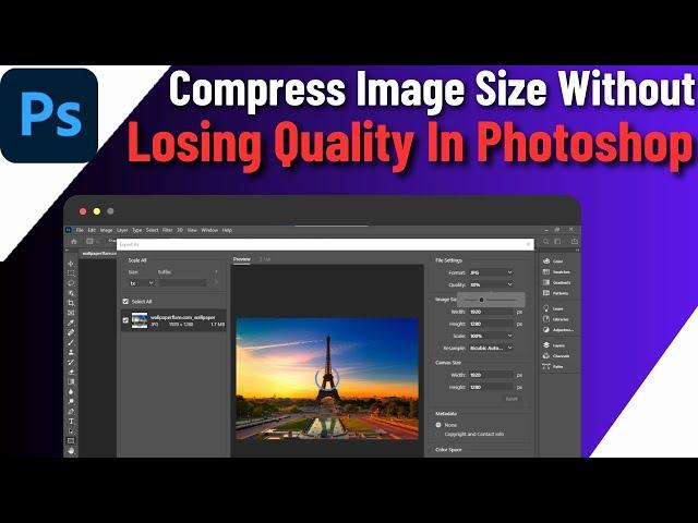 How To Compress Image Size Without Losing Quality In Photoshop | Reduce Photo Size