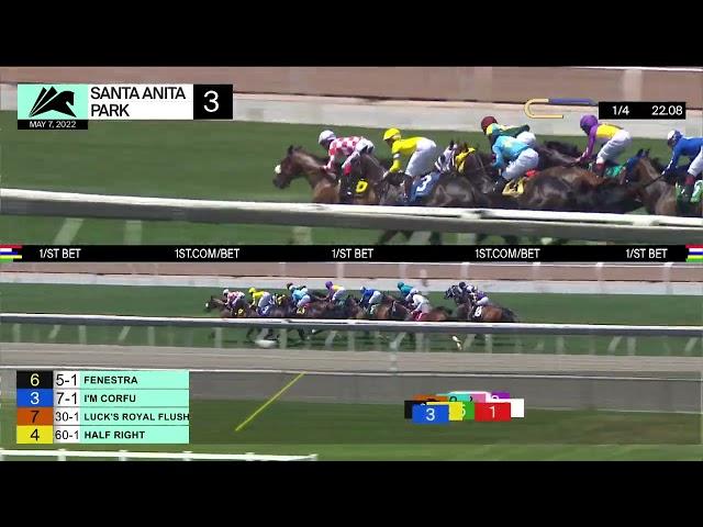 Exultation wins Race 3 on Saturday, May 7th, 2022 at Santa Anita Park.