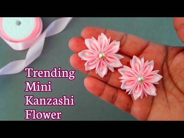 Kanzashi flower tutorial / How to make satin ribbon flowers / Beautiful flower craft