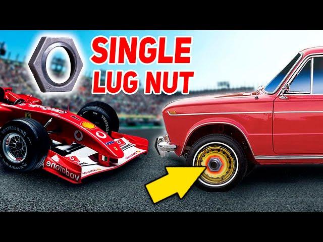 Cheap DIY racing lug nut conversion for a Lada