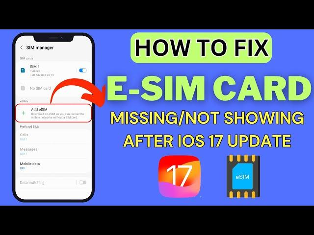 Fix E-SIM Card Missing On iPhone After iOS 17 Update | Solve E-SIM Not Showing On iOS 17 | 2024 Fix