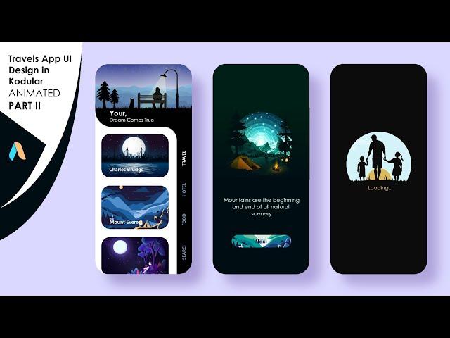 Animated Travel App UI Design Tutorials in kodular | Home Screen Design In Kodular with aia Part 2