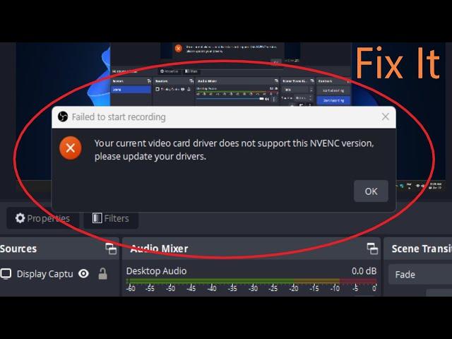 your current video card driver !driver update in obs !driver problem fix in obs.