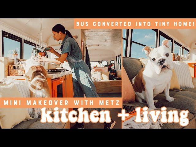 Styling Modern Builds Bus Tiny Home Conversion | Episode 2 DIY Living Room and Kitchen Makeover!