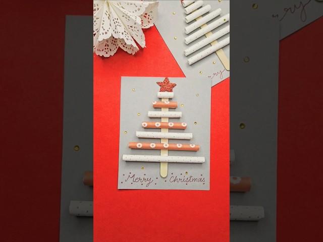 Easy Christmas card for kids #strawcraft #kids #easy #christmas #craft #craftchutney2 #youtubeshorts