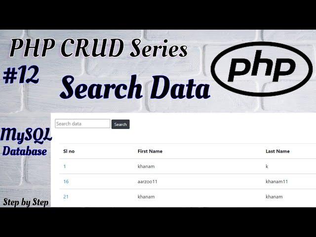 #12. Search Data using PHP and MySQL database.