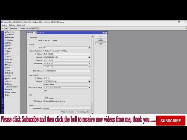 How to configure Mikrotik on Quick Set
