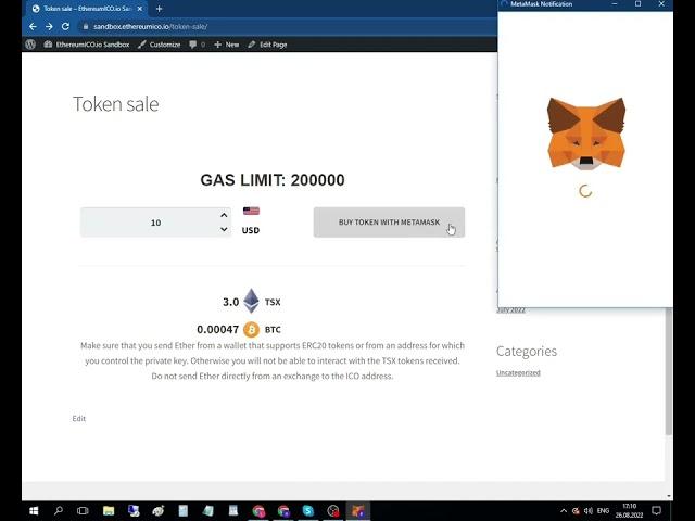 Token sale widget USD Shortcode Demo - Ethereum WordPress ICO Plugin