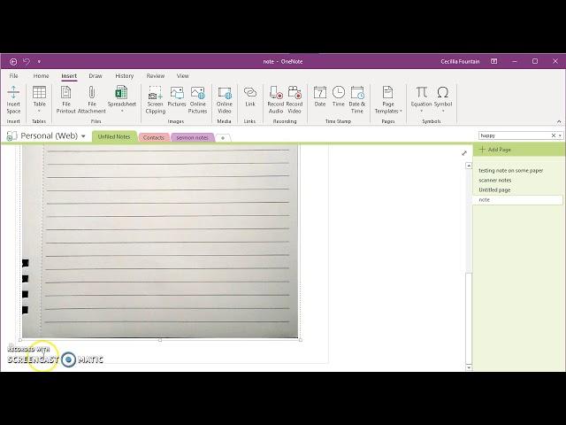 OneNote convert handwritten scanned note to text