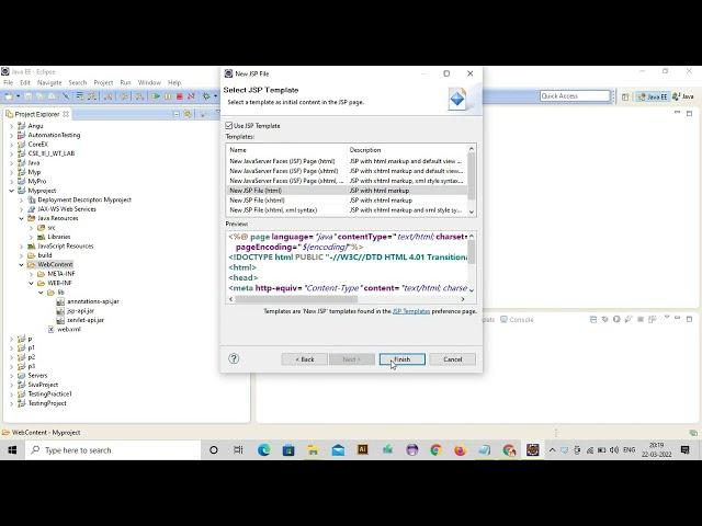 how to create jsp file in the project by using eclipse IDE