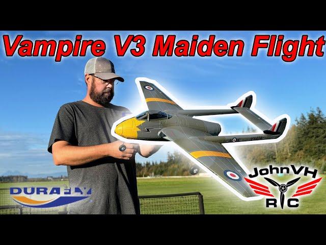 NEW! Durafly Vampire V3 MAIDEN FLIGHT Review Video 70mm EDF Jet  @HobbyKingOfficial