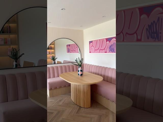 The pink dining booth turned out better than we imagined!  #homeimprovement #diningbooth #homereno