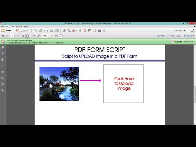 Upload Image in PDF | Adobe PDF Script to insert image in PDF form | JavaScript to insert image