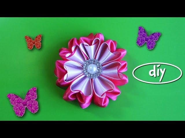 DIY Kanzashi Tutorial. Satin Ribbon Flowers (English Subtitles)