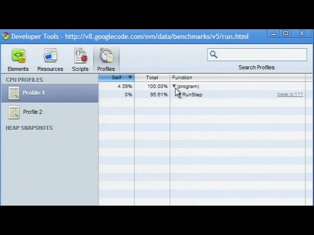 Google Chrome Developer Tools: Profiling and optimizing