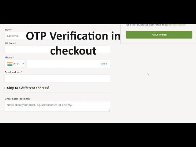 How to add OTP verification in checkout page in woocommerce