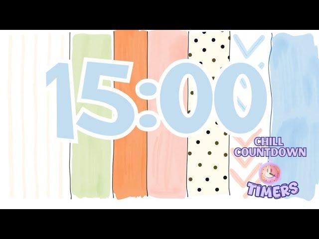 15 minute countdown timer with relaxing music for classroom, study, cleaning, reading