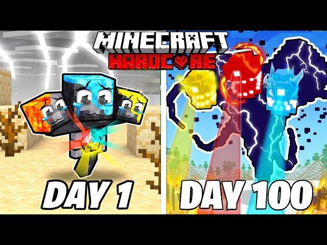 I Survived 100 DAYS as an ELEMENTAL WITHER in Minecraft Hardcore World... (Hindi) || AB