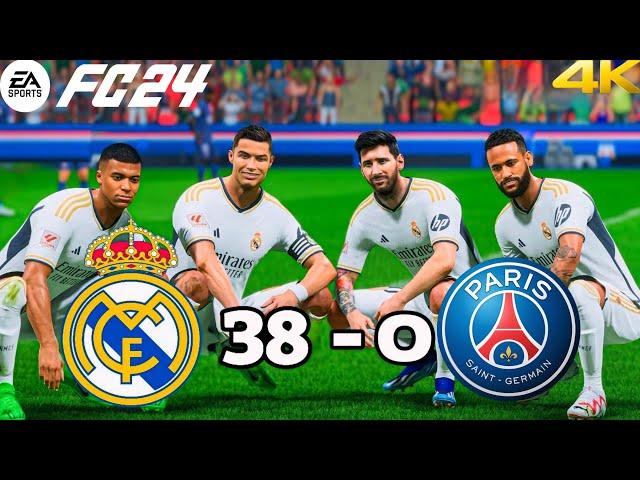 Ronaldo, Messi, Mbapeé, Neymar Jr | All Stars Together | Real Madrid Vs PSG | FC24 UCL Gameplay 4K