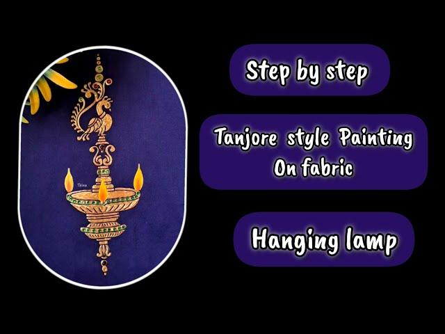 Simple step-by-step video- tanjore style painting of hanging lamp for Blouse sleeve #blousepainting