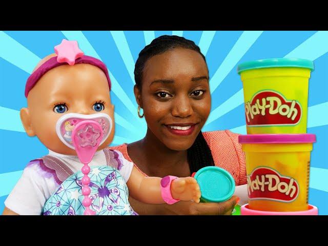 Where is Baby Annabell doll? The baby doll pretend to play with Play Doh toys for kids. Dolls videos