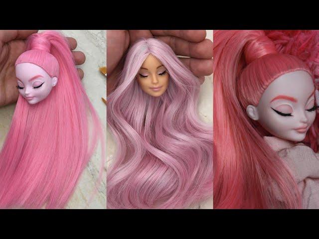 NEW COOL Hairstyle for DOLL! DIY Miniature Ideas for Barbie Doll Transformation ~ Wig, Dress Makeup