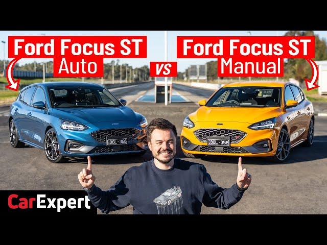 Ford Focus ST Dragparison: Manual v auto, drag race, 1/4 mile, sound check & brake test!