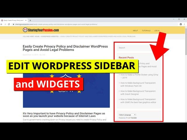 How to Edit, Change, Add, Remove Your WordPress Main Sidebar and Widgets