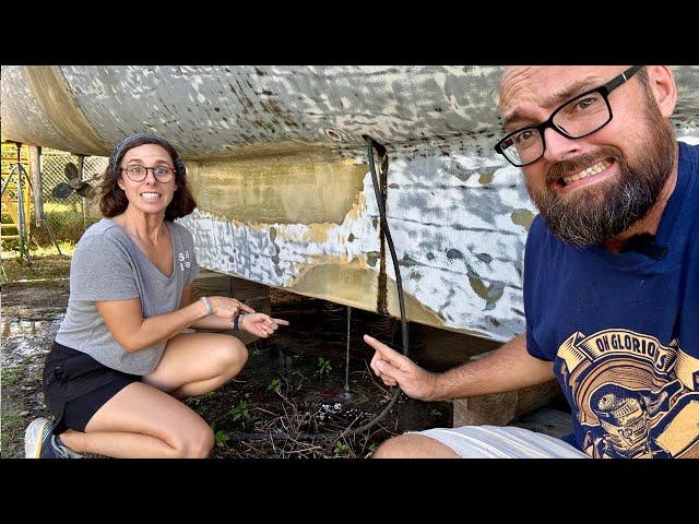 ️ Hurricane damaged catamaran. SO much water in BOTH keels  Ep 600