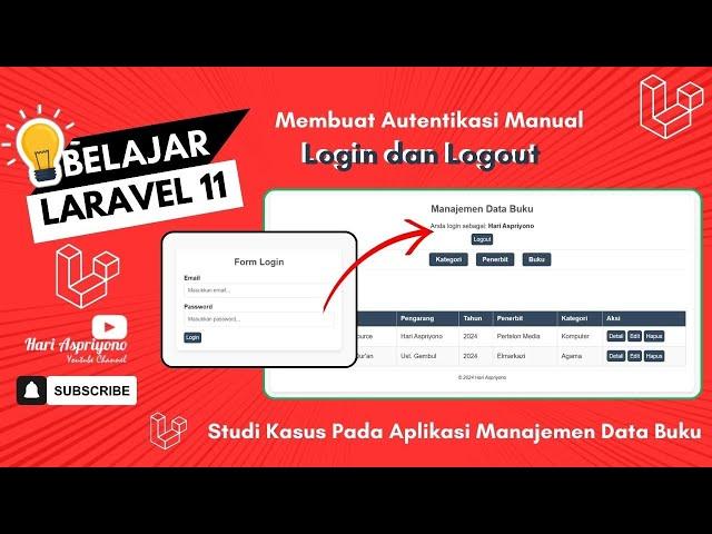 Tutorial Membuat Login & Logout pada Aplikasi CRUD Manajemen Data Buku Menggunakan Laravel 11